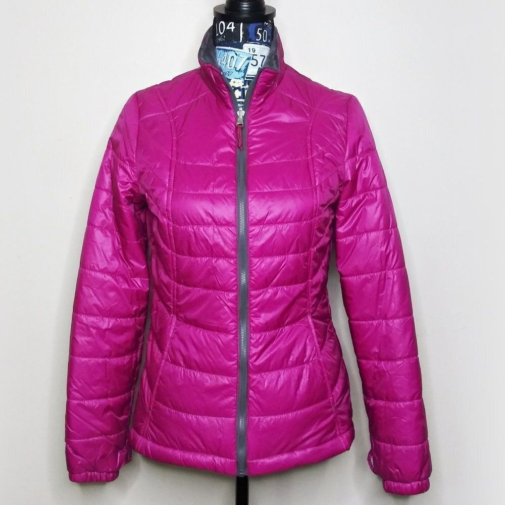 FREE COUNTRY Full Zip Puffer Coat High Neck Faux Fur Lined Quilted Jacket Sz S